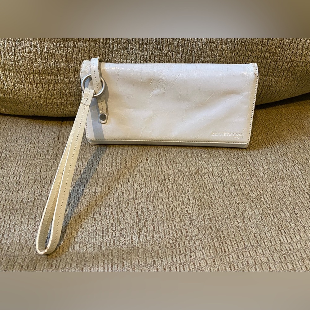 Kenneth Cole white leather clutch